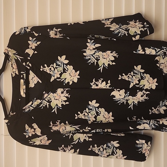 41 Hawthorn - Black, Cream, Green, 3/4 Sleeve Blouse, Size Large - Picture 1 of 9